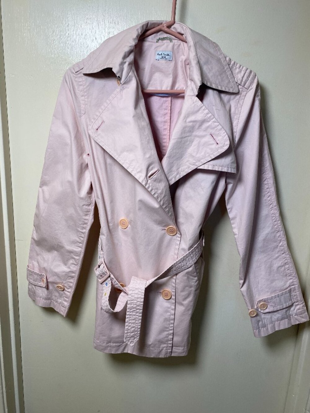 Paul Smith Blue - Pink Cotton Trench Coat Jacket Belted Italy Size 42